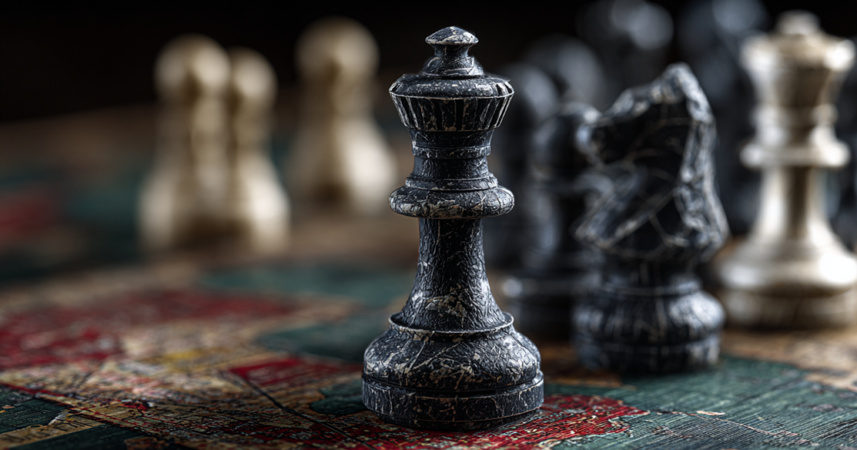 Schaakstukken op een wereldkaart die de strategische belastingconcurrentie tussen landen symboliseren