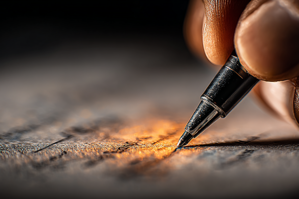 Close-up van een stembiljet dat wordt ingevuld, symbolisch voor het democratische proces