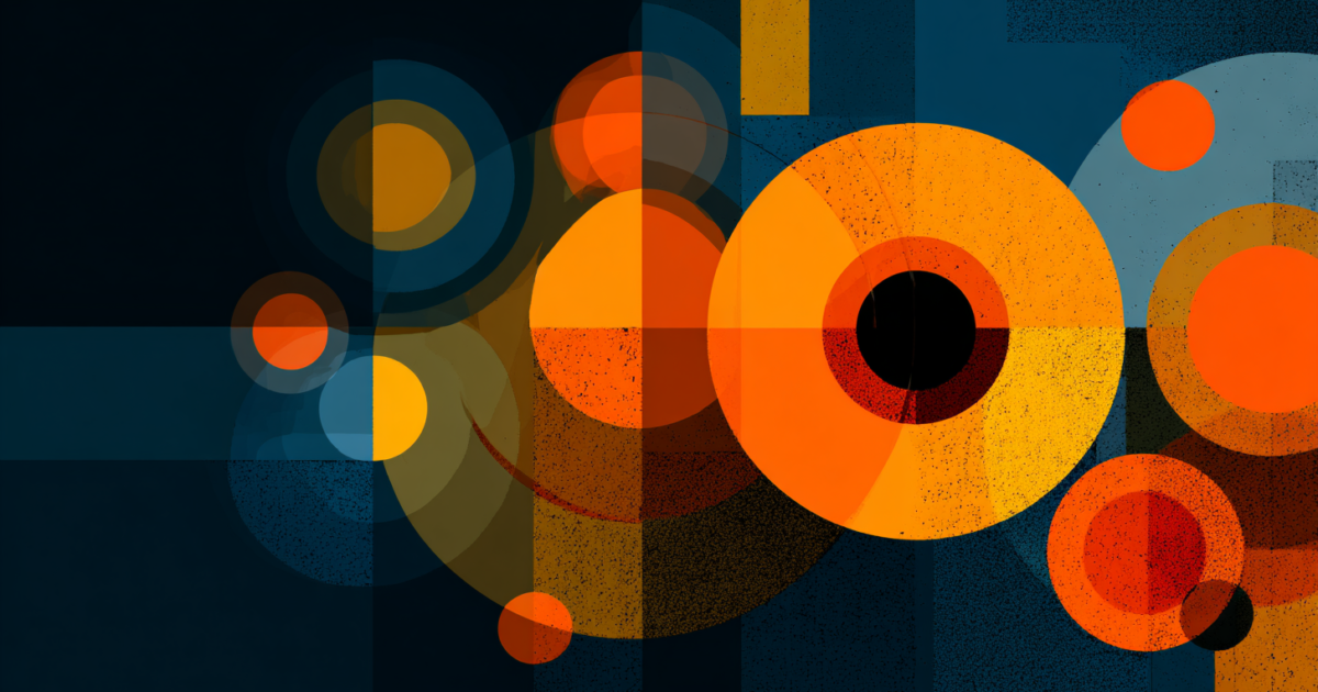 Abstracte weergave van het Nederlandse parlementaire systeem met geometrische vormen die de kamers symboliseren