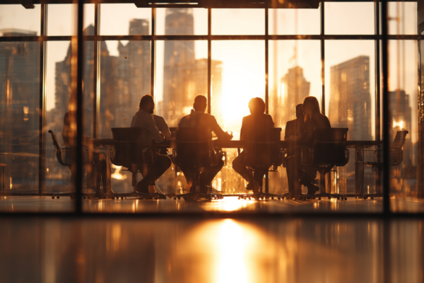 Ondernemers bespreken financiële documenten in moderne kantooromgeving