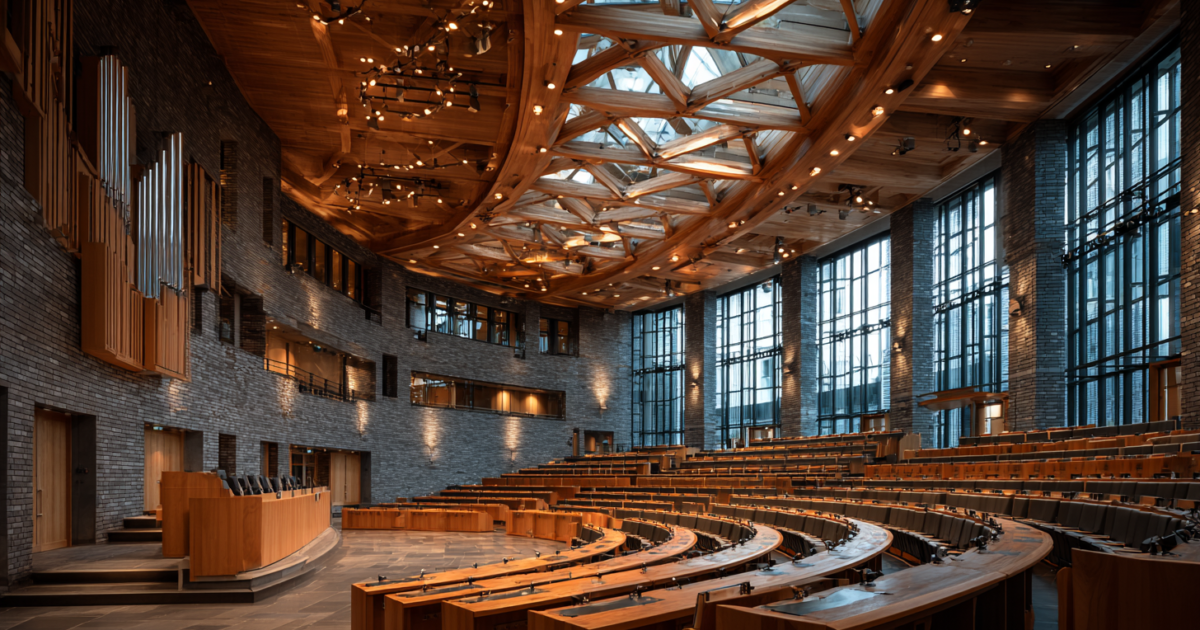 Lege Tweede Kamer met stemmingsknoppen, symbolisch voor democratische besluitvorming