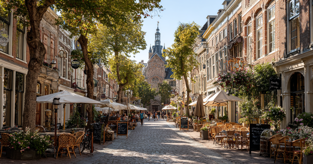 Levendig stadscentrum met lokale ondernemers en economische activiteit