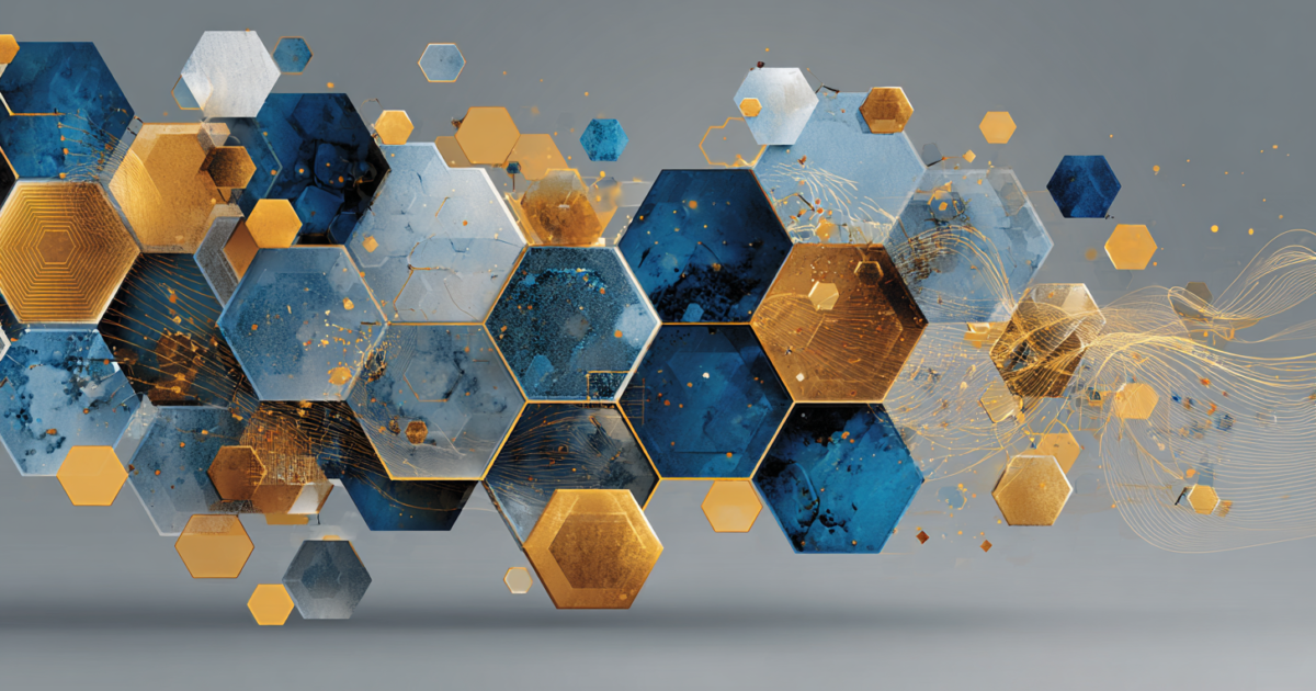 Abstracte weergave van Europese industriële versnelling met geometrische patronen