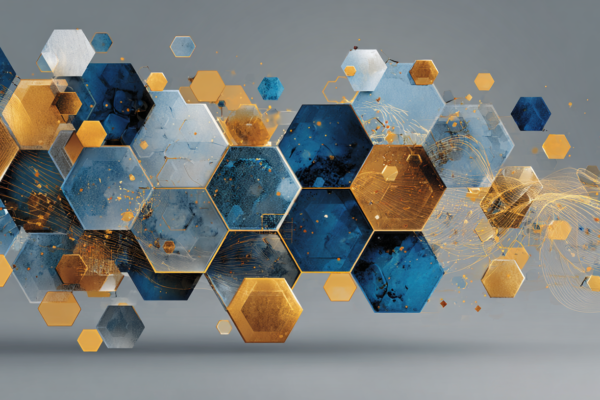 Abstracte weergave van Europese industriële versnelling met geometrische patronen