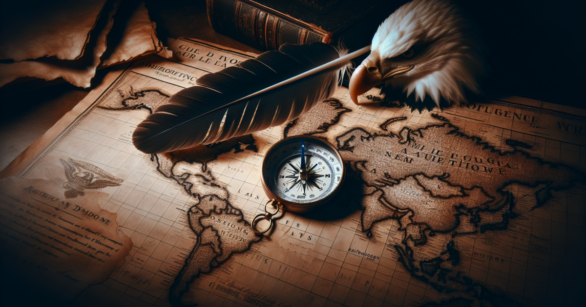 Symbolische weergave van Amerikaanse isolationistische buitenlandpolitiek met kompas op wereldkaart