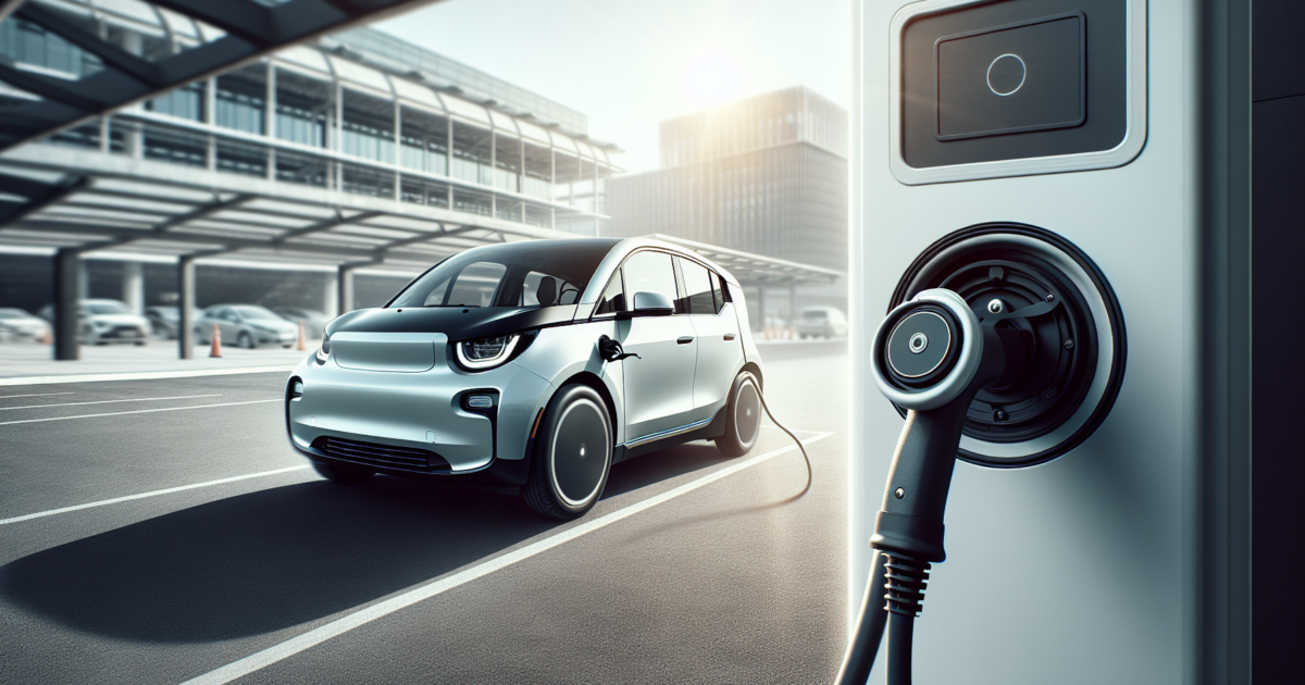 Elektrische auto wordt opgeladen aan een openbare laadpaal