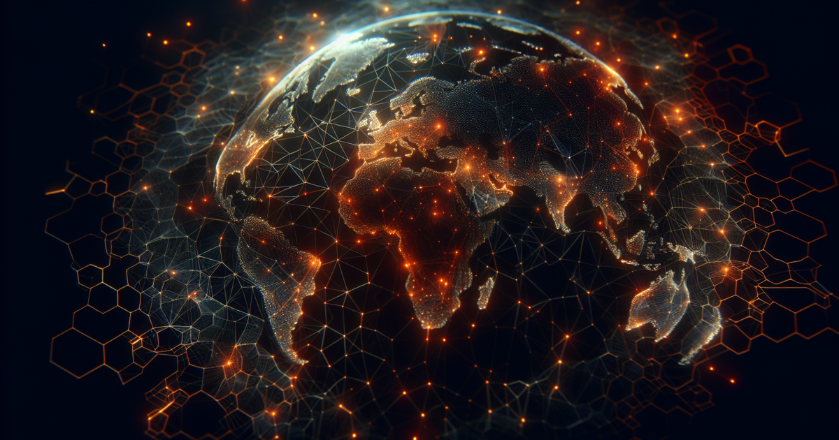Conceptuele weergave van internationale samenwerking bij AI-technologie regulering