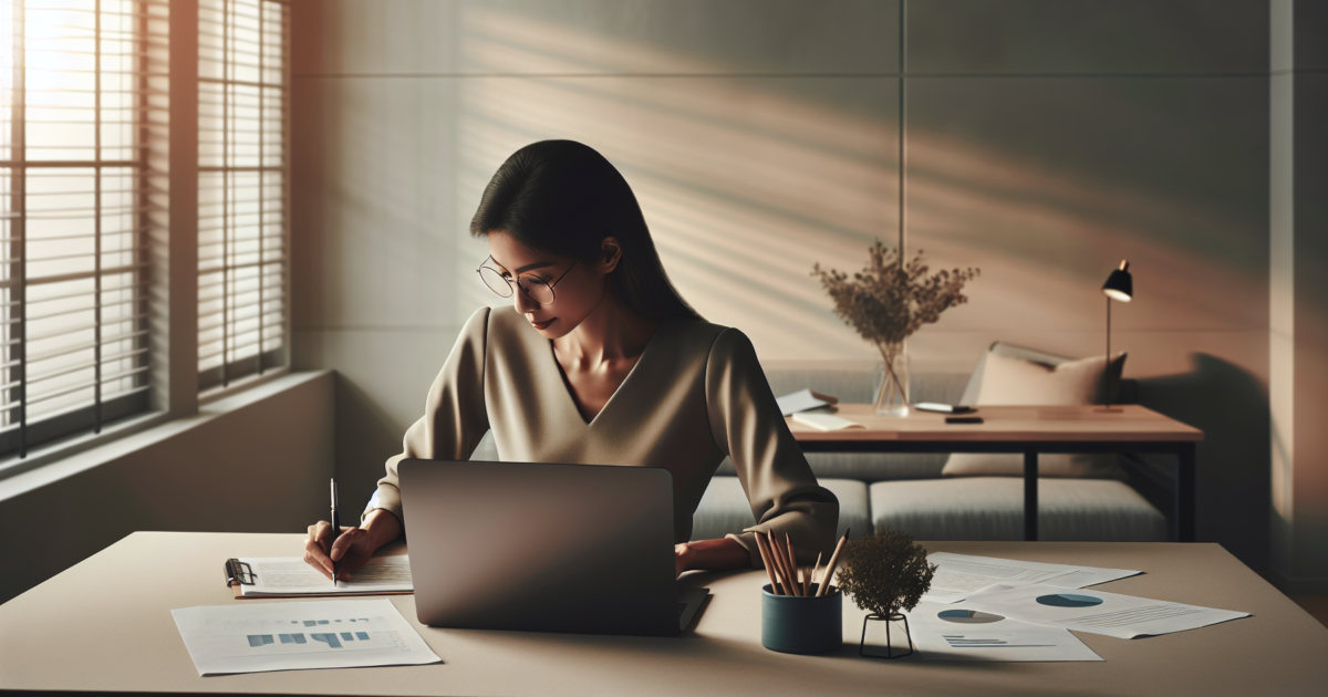 Professionele zzp'er aan het werk achter laptop met documenten