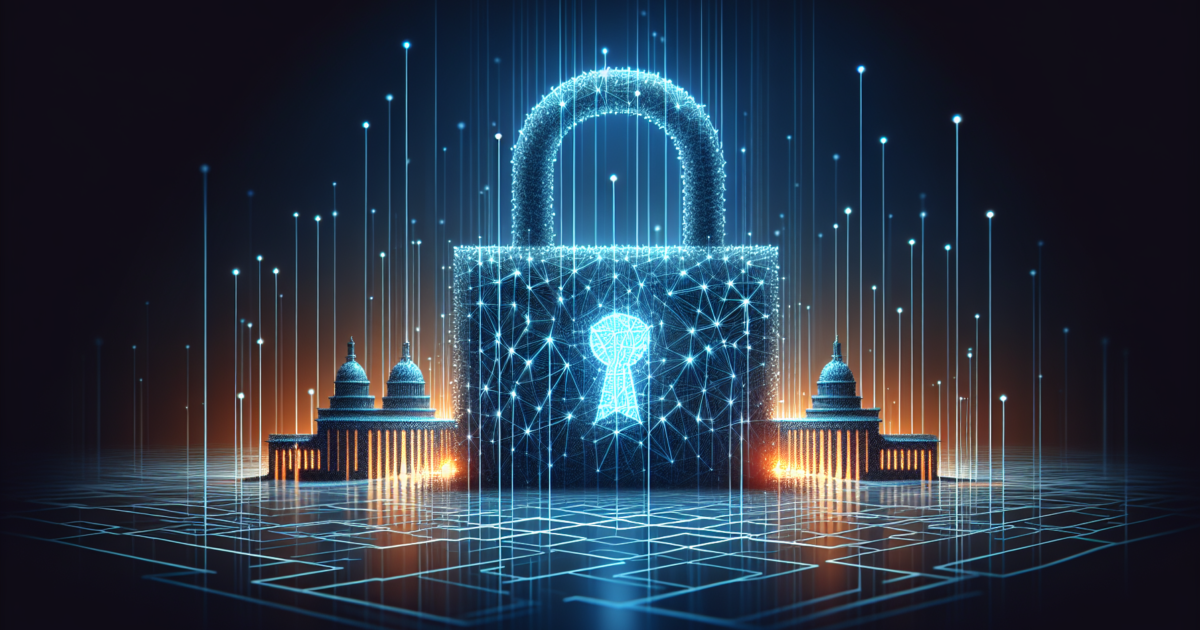 Abstracte weergave van digitale beveiliging en overheidsmodernisering