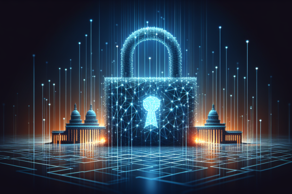 Abstracte weergave van digitale beveiliging en overheidsmodernisering