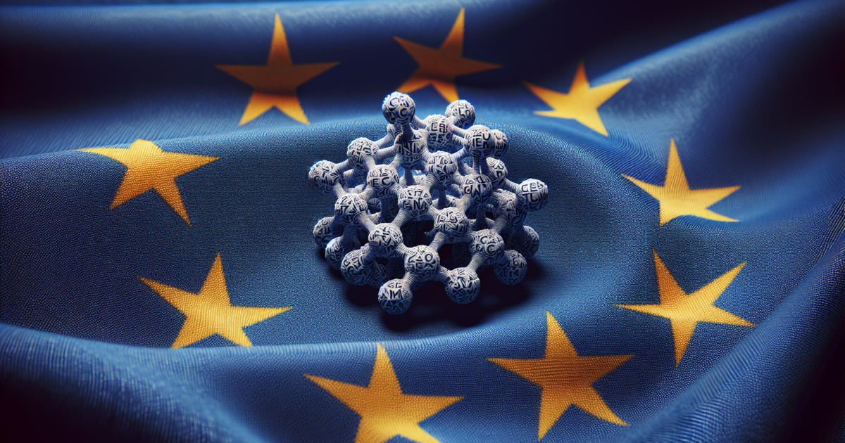 Symbolische weergave van EU klimaatwetgeving met focus op koolstofmoleculen