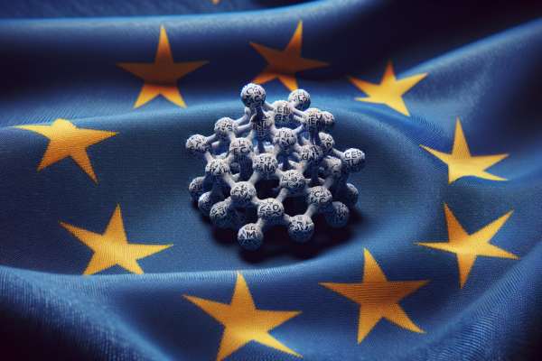 Symbolische weergave van EU klimaatwetgeving met focus op koolstofmoleculen