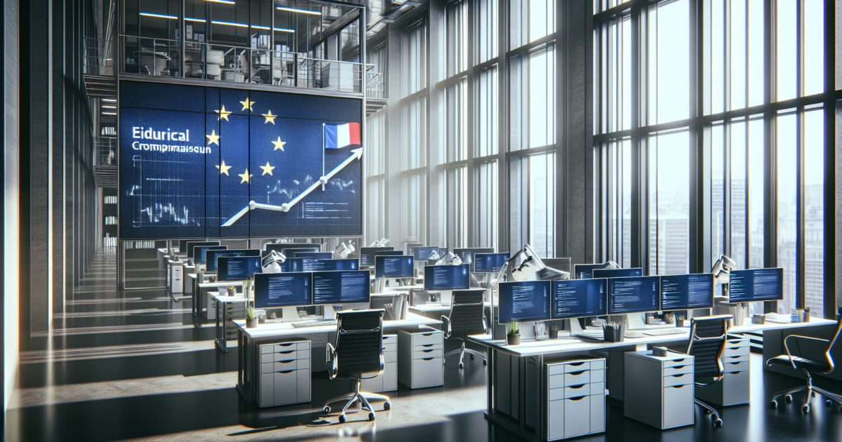 Professionele werkomgeving met digitale compliance documenten op schermen