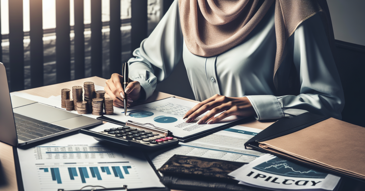 Professionele werkomgeving met begrotingsdocumenten en financiële analyses