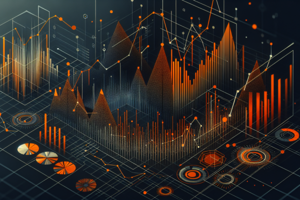 Abstracte weergave van economische groeigrafieken en financiële data