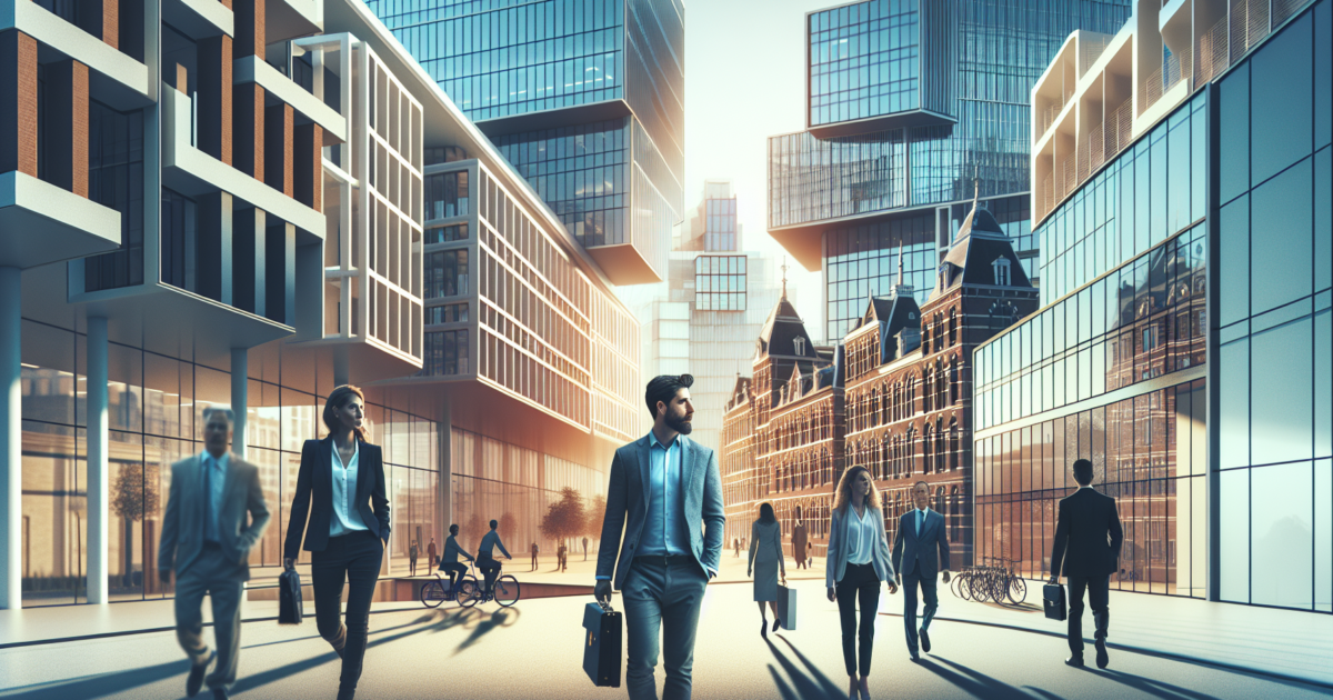 Moderne stadsgezicht van Arnhem met ondernemers en zakelijke activiteit