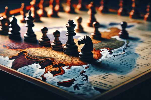 Symbolische weergave van geopolitieke strategie met focus op Taiwan-regio