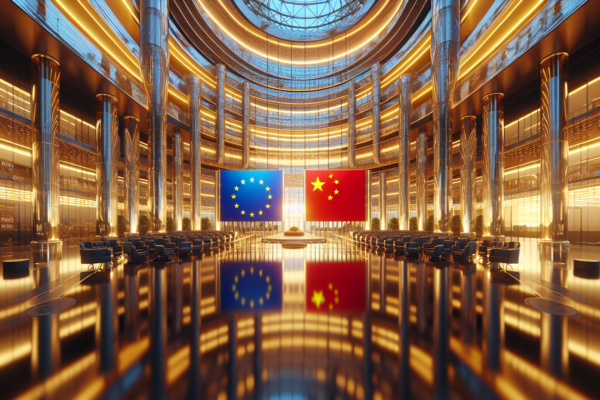 Symbolische weergave van EU-China economische betrekkingen in institutionele setting