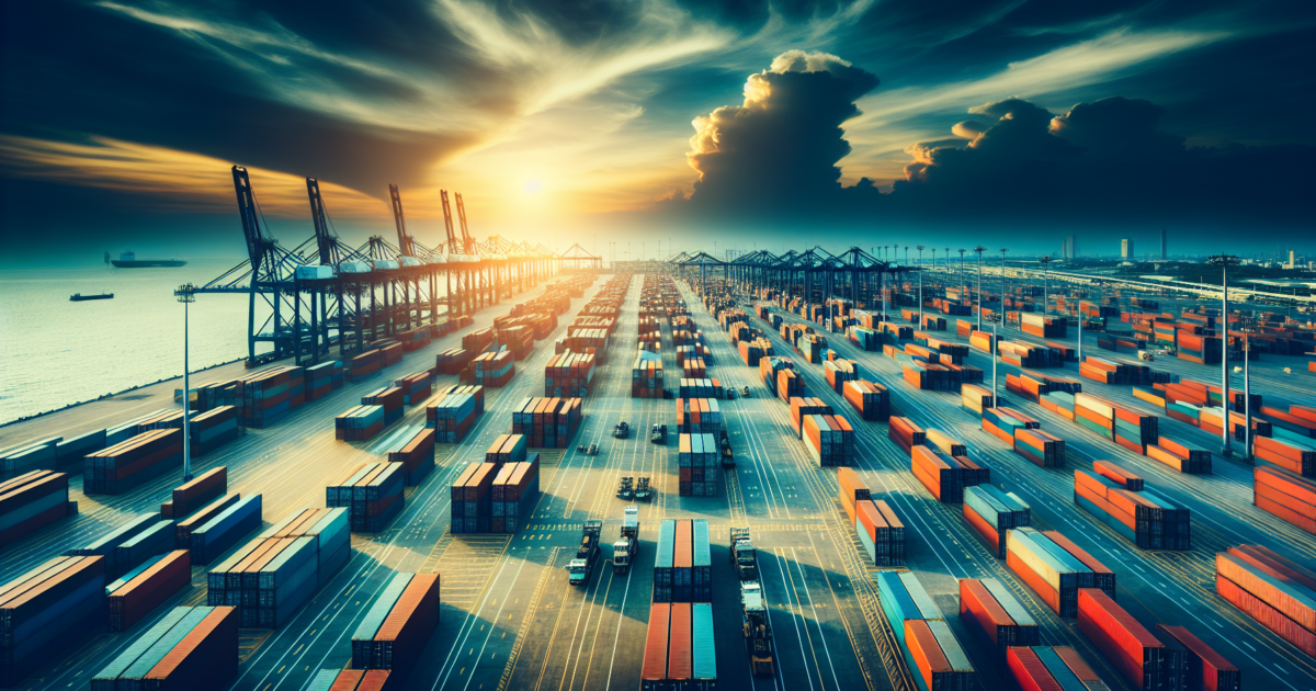Internationale containerterminal die de complexiteit van wereldhandel symboliseert