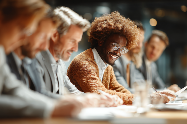 Zorgprofessionals bespreken nieuwe beleidsrichtlijnen in een vergaderruimte